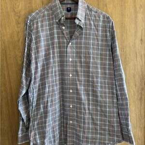 FootJoy Men's Button-Down Plaid Shirt in Blue and White